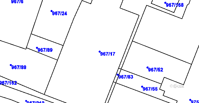 Parcela st. 967/17 v KÚ Spytihněv, Katastrální mapa