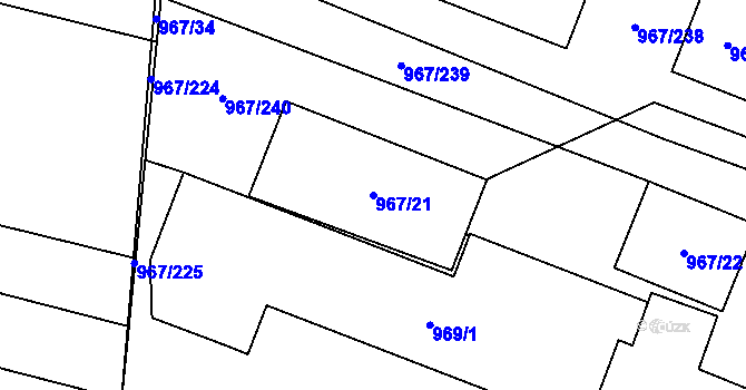 Parcela st. 967/21 v KÚ Spytihněv, Katastrální mapa