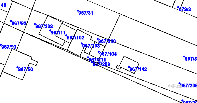 Parcela st. 967/104 v KÚ Spytihněv, Katastrální mapa
