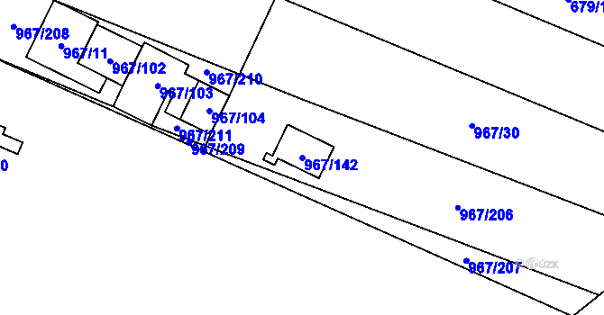 Parcela st. 967/142 v KÚ Spytihněv, Katastrální mapa