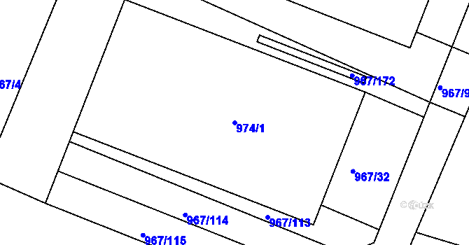 Parcela st. 974/1 v KÚ Spytihněv, Katastrální mapa
