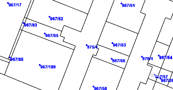 Parcela st. 975/1 v KÚ Spytihněv, Katastrální mapa
