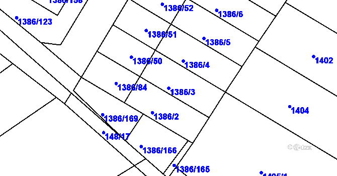 Parcela st. 1386/3 v KÚ Spytihněv, Katastrální mapa