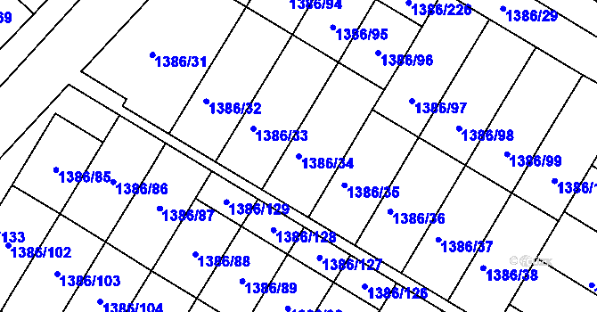 Parcela st. 1386/34 v KÚ Spytihněv, Katastrální mapa