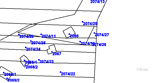 Parcela st. 2074/12 v KÚ Spytihněv, Katastrální mapa