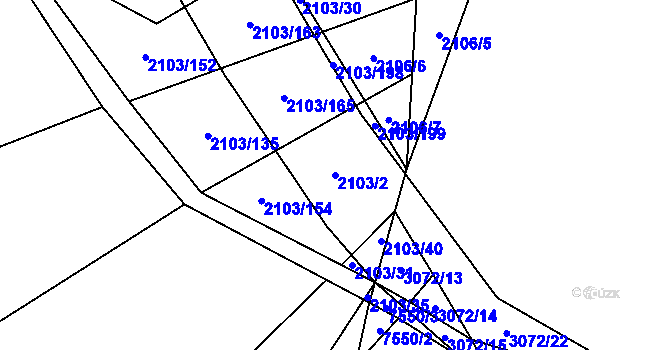 Parcela st. 2103/2 v KÚ Spytihněv, Katastrální mapa