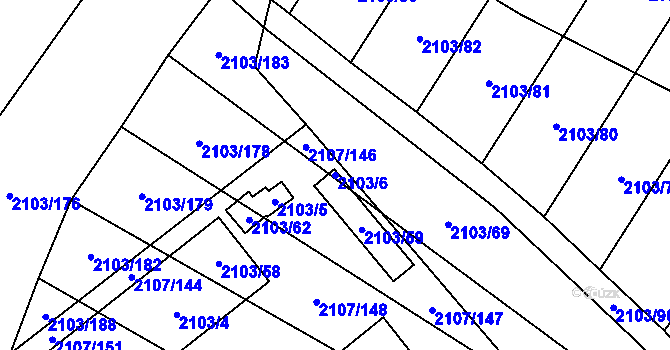 Parcela st. 2103/6 v KÚ Spytihněv, Katastrální mapa