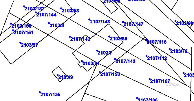Parcela st. 2103/7 v KÚ Spytihněv, Katastrální mapa