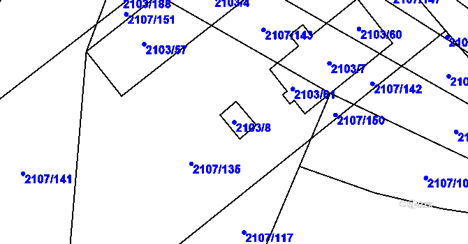 Parcela st. 2103/8 v KÚ Spytihněv, Katastrální mapa