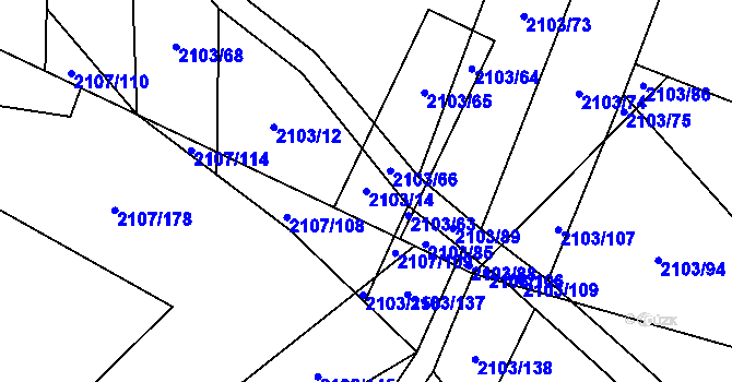 Parcela st. 2103/14 v KÚ Spytihněv, Katastrální mapa