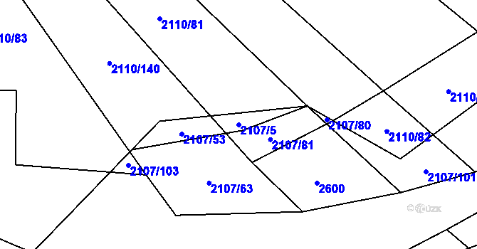 Parcela st. 2107/5 v KÚ Spytihněv, Katastrální mapa