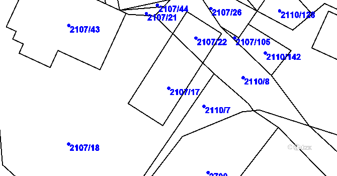 Parcela st. 2107/17 v KÚ Spytihněv, Katastrální mapa