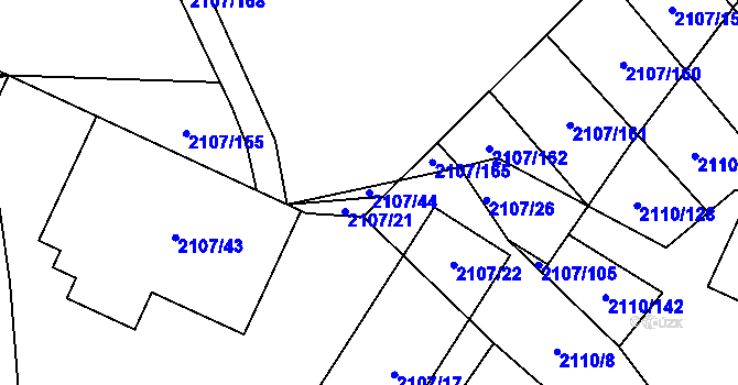 Parcela st. 2107/44 v KÚ Spytihněv, Katastrální mapa