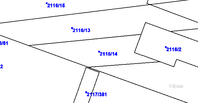 Parcela st. 2116/14 v KÚ Spytihněv, Katastrální mapa