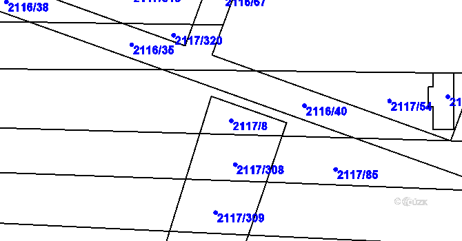 Parcela st. 2117/8 v KÚ Spytihněv, Katastrální mapa