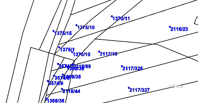 Parcela st. 2117/10 v KÚ Spytihněv, Katastrální mapa