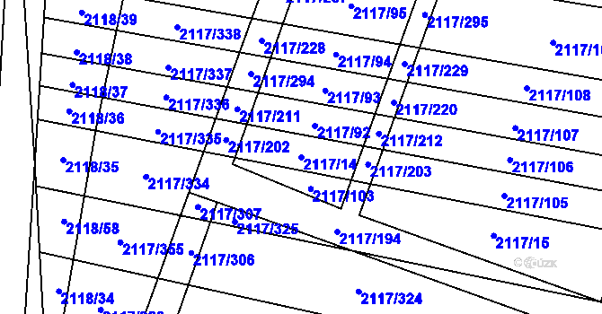Parcela st. 2117/14 v KÚ Spytihněv, Katastrální mapa