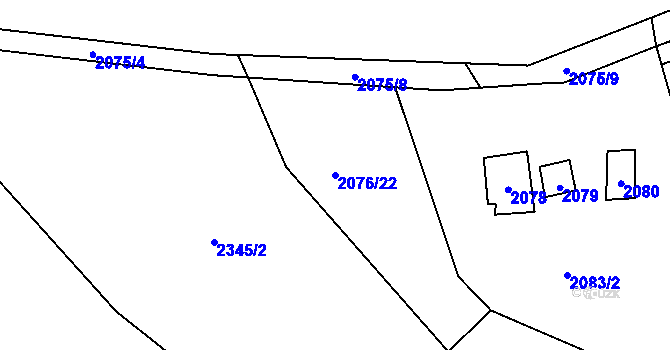 Parcela st. 2076/22 v KÚ Spytihněv, Katastrální mapa