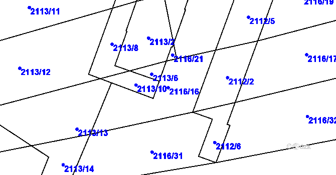 Parcela st. 2116/16 v KÚ Spytihněv, Katastrální mapa