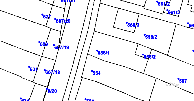 Parcela st. 556/1 v KÚ Spytihněv, Katastrální mapa