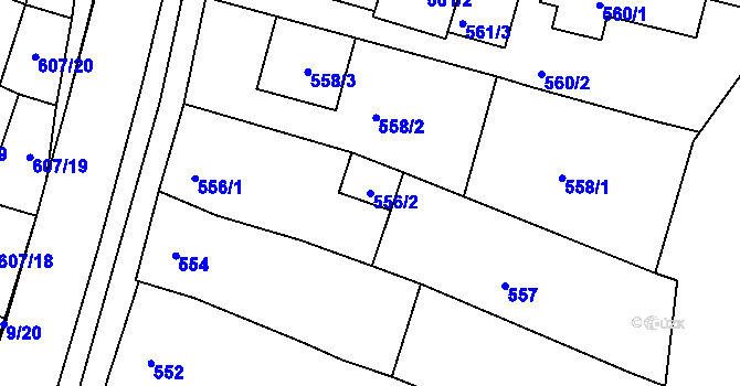 Parcela st. 556/2 v KÚ Spytihněv, Katastrální mapa