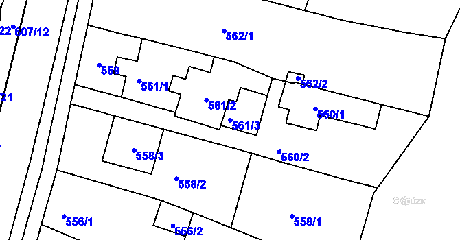 Parcela st. 561/3 v KÚ Spytihněv, Katastrální mapa