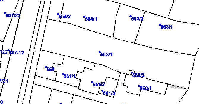 Parcela st. 562/1 v KÚ Spytihněv, Katastrální mapa