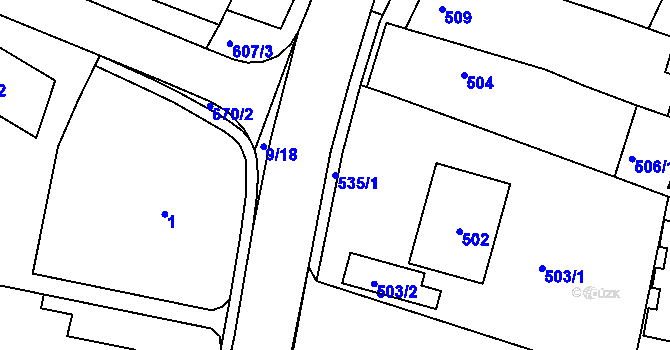 Parcela st. 535/1 v KÚ Spytihněv, Katastrální mapa