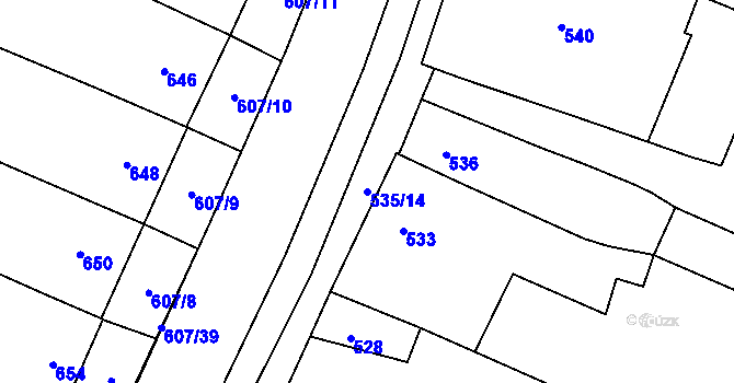 Parcela st. 535/14 v KÚ Spytihněv, Katastrální mapa