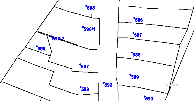 Parcela st. 596/3 v KÚ Spytihněv, Katastrální mapa