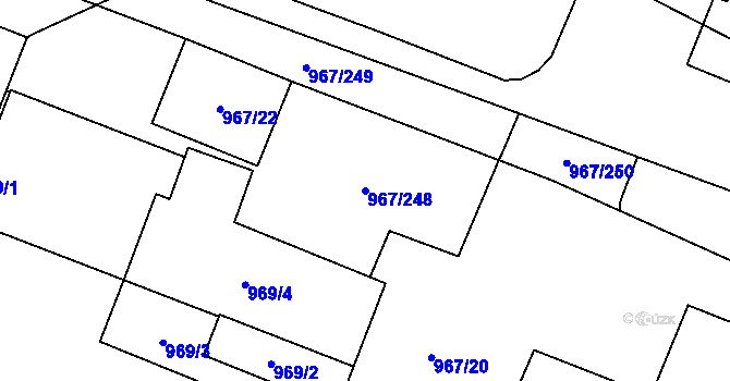 Parcela st. 967/248 v KÚ Spytihněv, Katastrální mapa