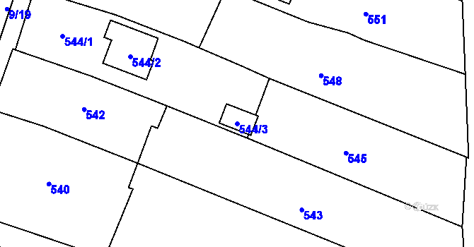 Parcela st. 544/3 v KÚ Spytihněv, Katastrální mapa