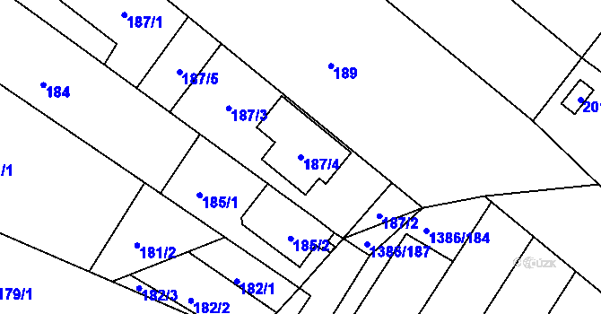 Parcela st. 187/4 v KÚ Spytihněv, Katastrální mapa