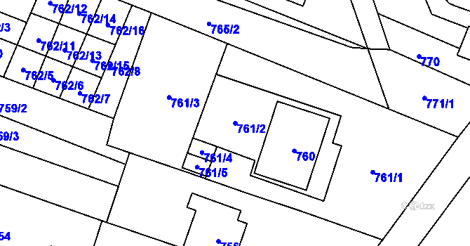 Parcela st. 761/2 v KÚ Spytihněv, Katastrální mapa