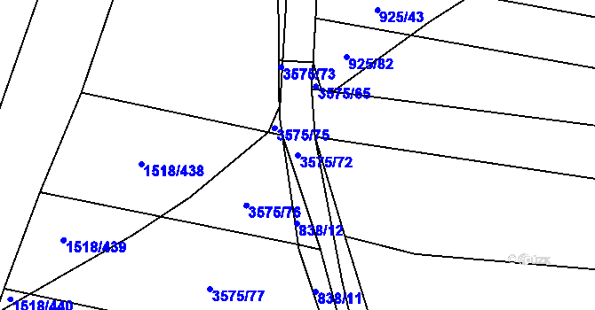 Parcela st. 3575/72 v KÚ Spytihněv, Katastrální mapa