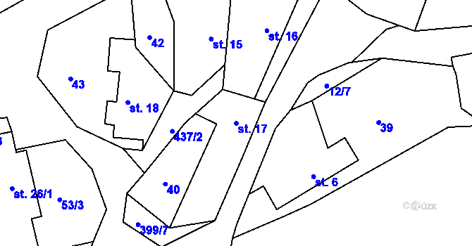 Parcela st. 17 v KÚ Srbce u Luže, Katastrální mapa