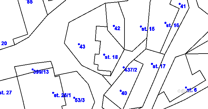 Parcela st. 18 v KÚ Srbce u Luže, Katastrální mapa