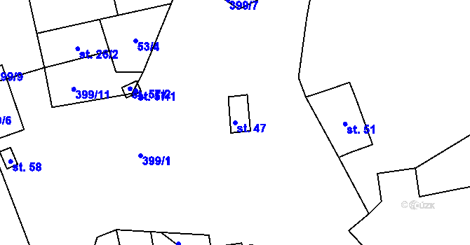 Parcela st. 47 v KÚ Srbce u Luže, Katastrální mapa