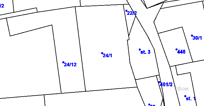 Parcela st. 24/1 v KÚ Srbce u Luže, Katastrální mapa