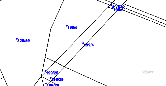 Parcela st. 199/4 v KÚ Srbce u Luže, Katastrální mapa