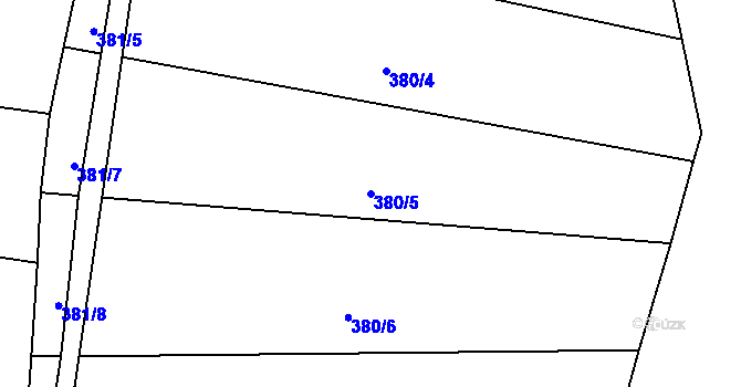 Parcela st. 380/5 v KÚ Srbce u Luže, Katastrální mapa