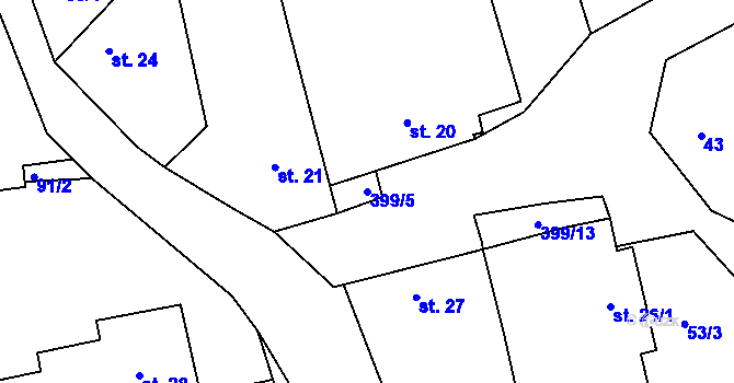 Parcela st. 399/5 v KÚ Srbce u Luže, Katastrální mapa