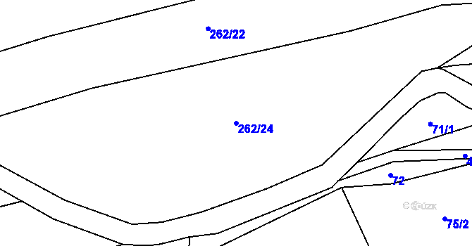 Parcela st. 262/24 v KÚ Srbce u Luže, Katastrální mapa