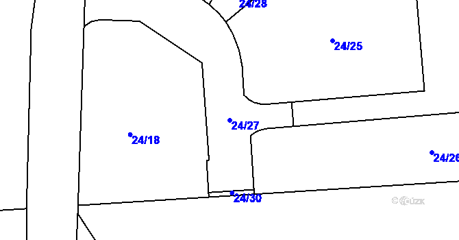 Parcela st. 24/27 v KÚ Srbce u Luže, Katastrální mapa