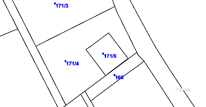 Parcela st. 171/5 v KÚ Srbce na Moravě, Katastrální mapa