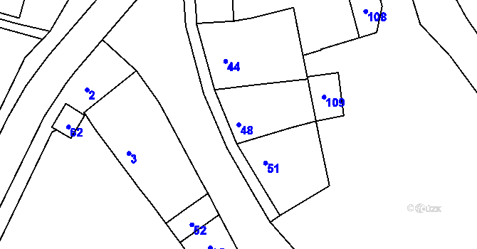 Parcela st. 48 v KÚ Srbce na Moravě, Katastrální mapa