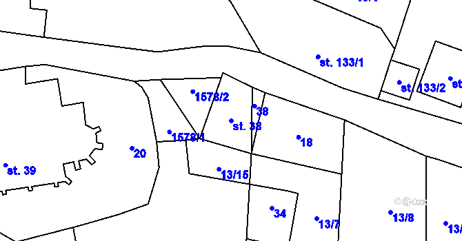 Parcela st. 38 v KÚ Srbeč, Katastrální mapa