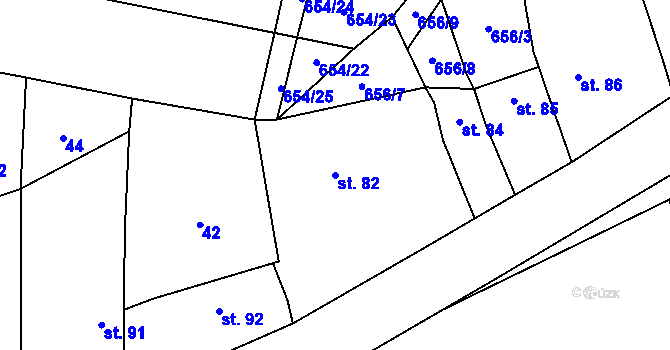 Parcela st. 82 v KÚ Srbeč, Katastrální mapa