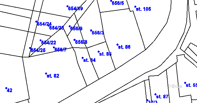 Parcela st. 85 v KÚ Srbeč, Katastrální mapa