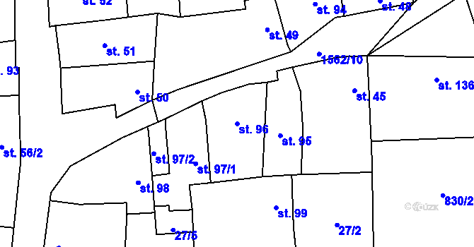 Parcela st. 96 v KÚ Srbeč, Katastrální mapa